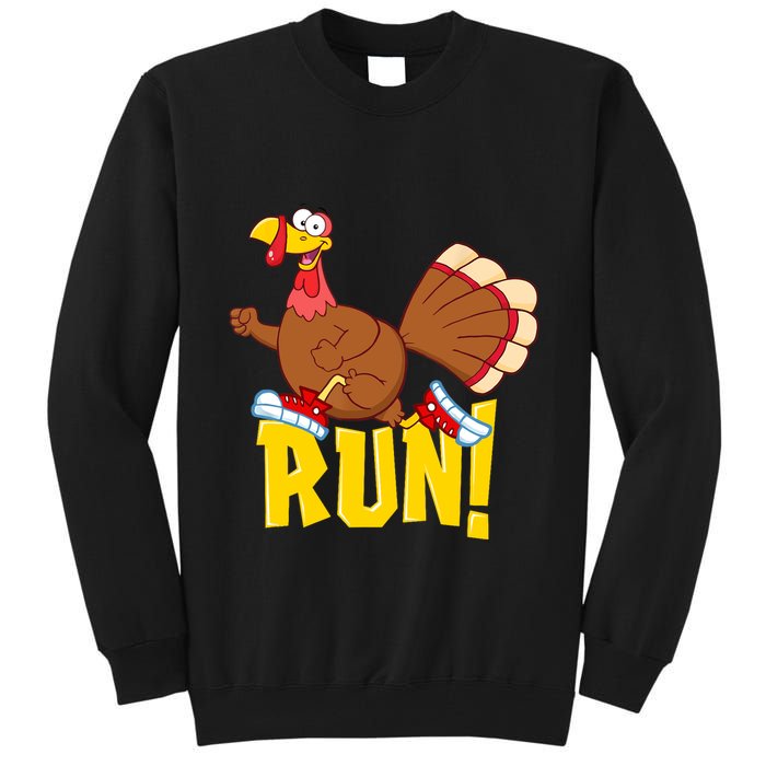 Run! Funny Thanksgiving Running 5k Race Turkey Trot Tall Sweatshirt