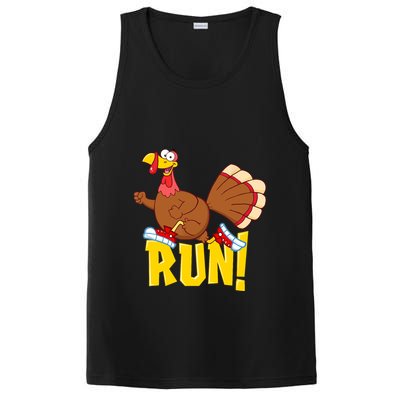 Run! Funny Thanksgiving Running 5k Race Turkey Trot PosiCharge Competitor Tank