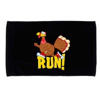 Run! Funny Thanksgiving Running 5k Race Turkey Trot Microfiber Hand Towel