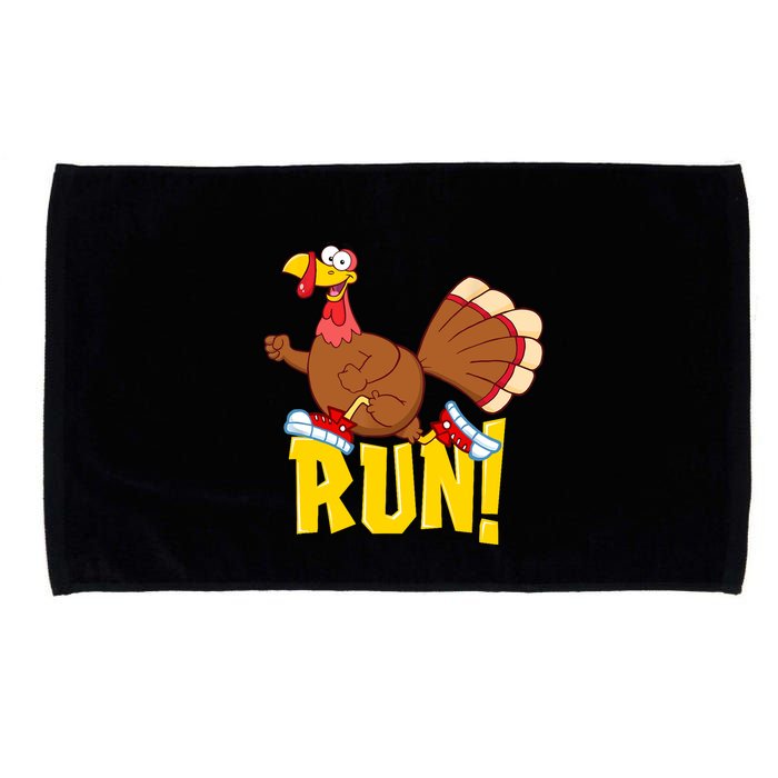 Run! Funny Thanksgiving Running 5k Race Turkey Trot Microfiber Hand Towel