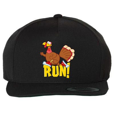 Run! Funny Thanksgiving Running 5k Race Turkey Trot Wool Snapback Cap