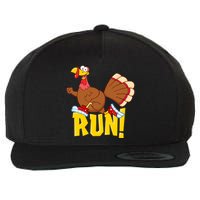 Run! Funny Thanksgiving Running 5k Race Turkey Trot Wool Snapback Cap