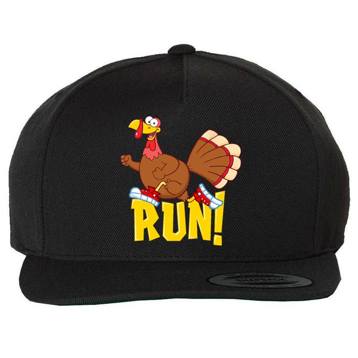 Run! Funny Thanksgiving Running 5k Race Turkey Trot Wool Snapback Cap