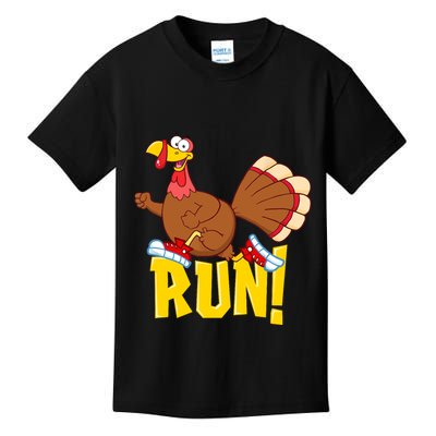 Run! Funny Thanksgiving Running 5k Race Turkey Trot Kids T-Shirt