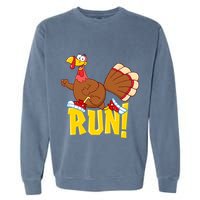 Run! Funny Thanksgiving Running 5k Race Turkey Trot Garment-Dyed Sweatshirt
