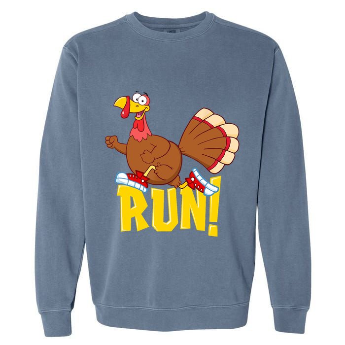 Run! Funny Thanksgiving Running 5k Race Turkey Trot Garment-Dyed Sweatshirt