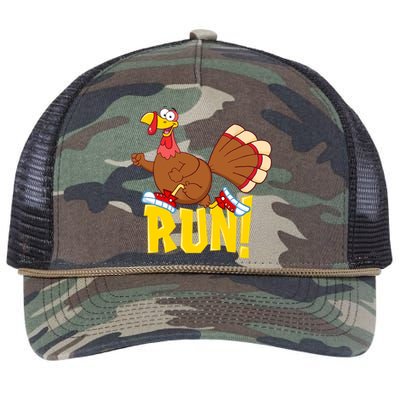 Run! Funny Thanksgiving Running 5k Race Turkey Trot Retro Rope Trucker Hat Cap