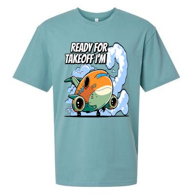 Ready For Takeoff I'm 2 2nd Birthday Airplane Theme Sueded Cloud Jersey T-Shirt