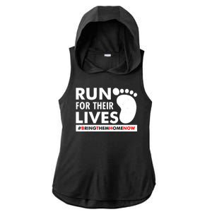 Run For Their Lives #Bring Them Home Now Ladies PosiCharge Tri-Blend Wicking Draft Hoodie Tank