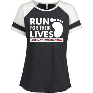 Run For Their Lives #Bring Them Home Now Enza Ladies Jersey Colorblock Tee