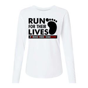 Run For Their Lives #Bring Them Home Now Womens Cotton Relaxed Long Sleeve T-Shirt