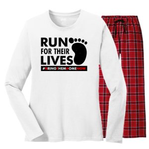 Run For Their Lives #Bring Them Home Now Women's Long Sleeve Flannel Pajama Set 