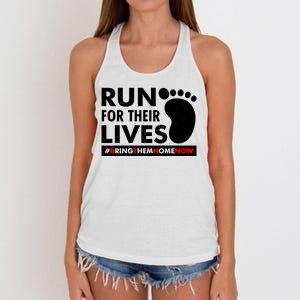 Run For Their Lives #Bring Them Home Now Women's Knotted Racerback Tank