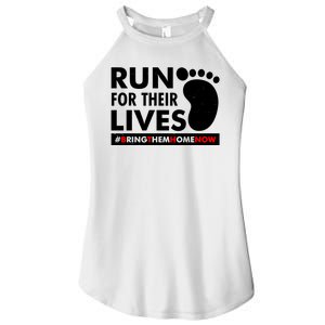 Run For Their Lives #Bring Them Home Now Women's Perfect Tri Rocker Tank