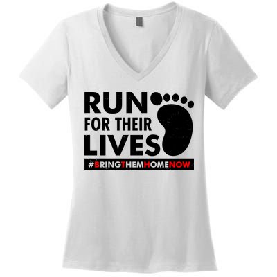 Run For Their Lives #Bring Them Home Now Women's V-Neck T-Shirt