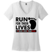 Run For Their Lives #Bring Them Home Now Women's V-Neck T-Shirt