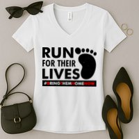 Run For Their Lives #Bring Them Home Now Women's V-Neck T-Shirt
