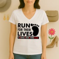 Run For Their Lives #Bring Them Home Now Women's V-Neck T-Shirt