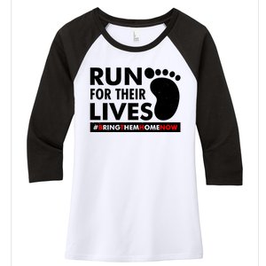 Run For Their Lives #Bring Them Home Now Women's Tri-Blend 3/4-Sleeve Raglan Shirt