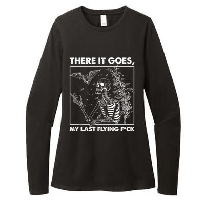 Retro Funny There It Goes My Last Fck Halloween Skeleton Meaningful Gift Womens CVC Long Sleeve Shirt