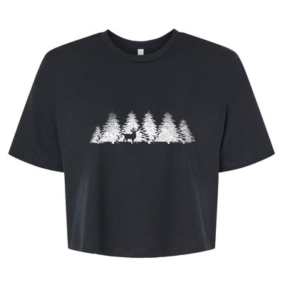 Reflection Forest Trees Outdoor Nature Wildlife Animal Deer Bella+Canvas Jersey Crop Tee