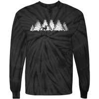 Reflection Forest Trees Outdoor Nature Wildlife Animal Deer Tie-Dye Long Sleeve Shirt