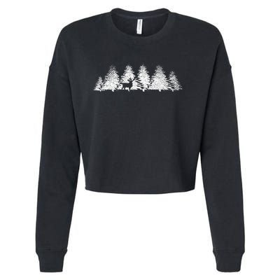 Reflection Forest Trees Outdoor Nature Wildlife Animal Deer Cropped Pullover Crew