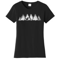 Reflection Forest Trees Outdoor Nature Wildlife Animal Deer Women's T-Shirt