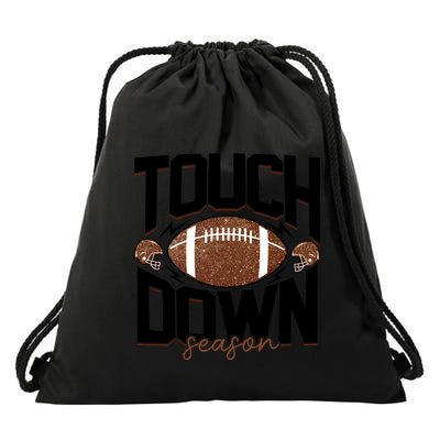 Retro Football Touch Down Season Drawstring Bag