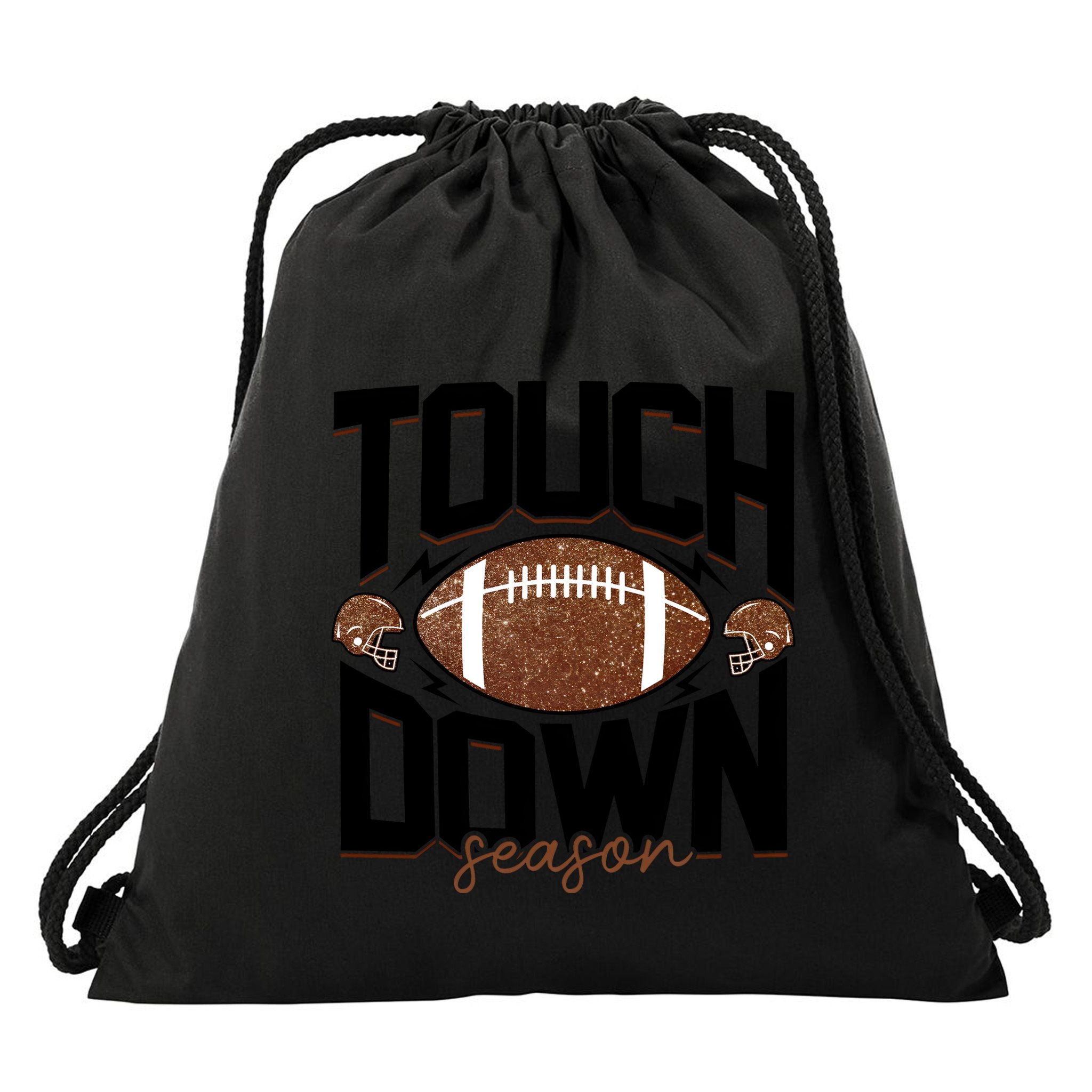 Retro Football Touch Down Season Drawstring Bag