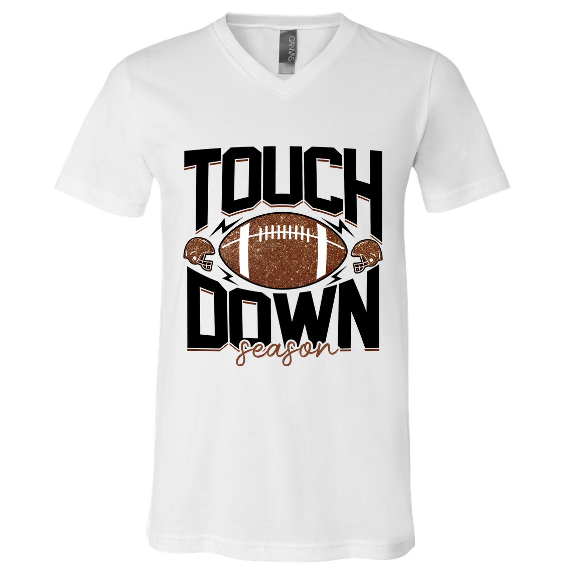 Retro Football Touch Down Season V-Neck T-Shirt