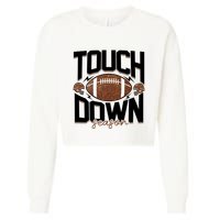 Retro Football Touch Down Season Cropped Pullover Crew