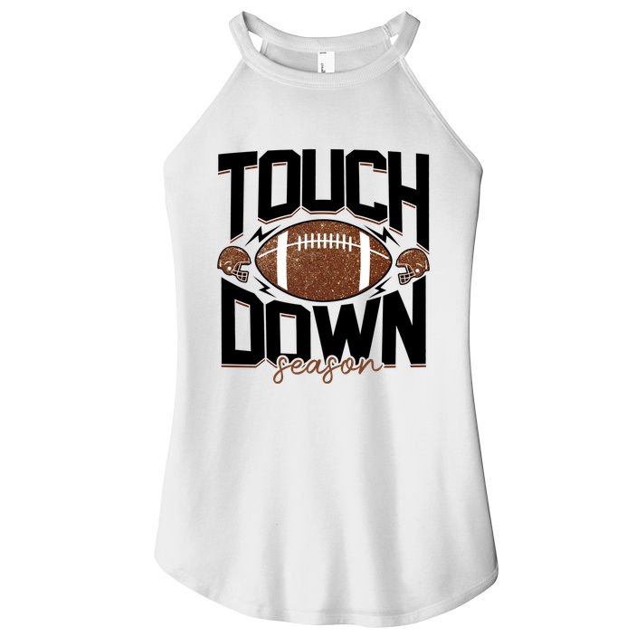 Retro Football Touch Down Season Women's Perfect Tri Rocker Tank