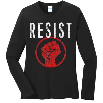 Resist Fist T Be Part Of The Resistance Anti Trump Ladies Long Sleeve Shirt