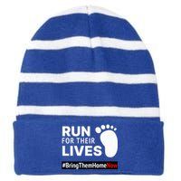 Run for Their Lives Striped Beanie with Solid Band