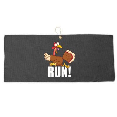 Run! Funny Thanksgiving Running 5k Race Turkey Trot Great Gift Large Microfiber Waffle Golf Towel