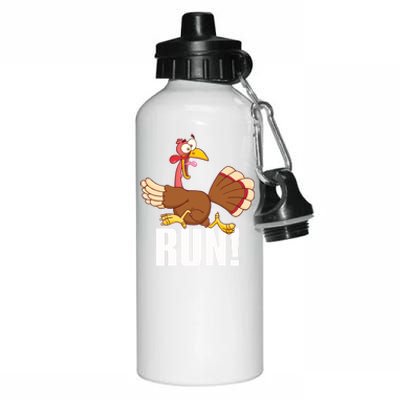 Run! Funny Thanksgiving Running 5k Race Turkey Trot Great Gift Aluminum Water Bottle