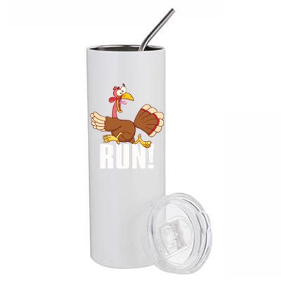 Run! Funny Thanksgiving Running 5k Race Turkey Trot Great Gift Stainless Steel Tumbler