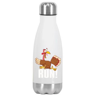 Run! Funny Thanksgiving Running 5k Race Turkey Trot Great Gift Stainless Steel Insulated Water Bottle