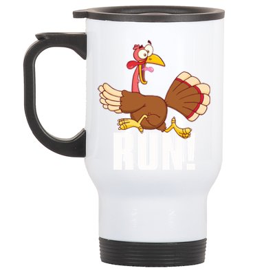 Run! Funny Thanksgiving Running 5k Race Turkey Trot Great Gift Stainless Steel Travel Mug