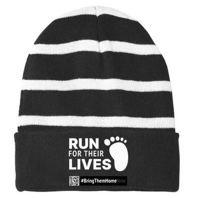 Run for Their Lives Striped Beanie with Solid Band