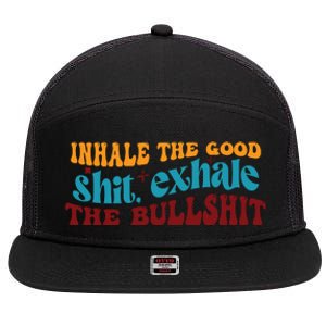 Retro Funny T , Inhale The 7 Panel Mesh Trucker Snapback Hat