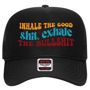 Retro Funny T , Inhale The High Crown Mesh Back Trucker Hat