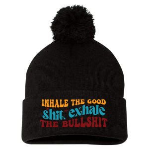 Retro Funny T , Inhale The Pom Pom 12in Knit Beanie