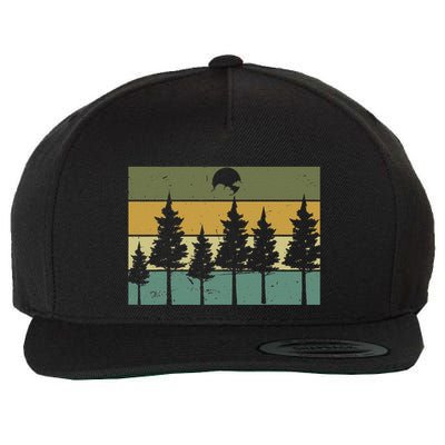 Retro Forest Trees Outdoors Nature Hiking Wildlife Wool Snapback Cap