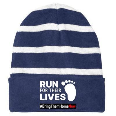 Run For Their Lives Striped Beanie with Solid Band