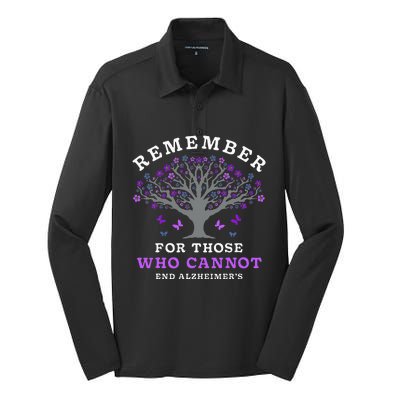 Remember For Those Who Cannot AlzheimerS Awareness Silk Touch Performance Long Sleeve Polo