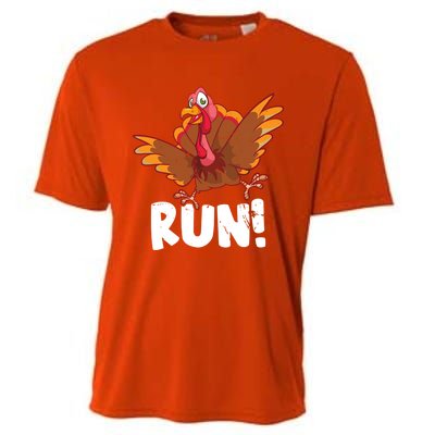 Run Funny Turkey Enthusiast Thanksgiving Racing Lover Gift Cooling Performance Crew T-Shirt