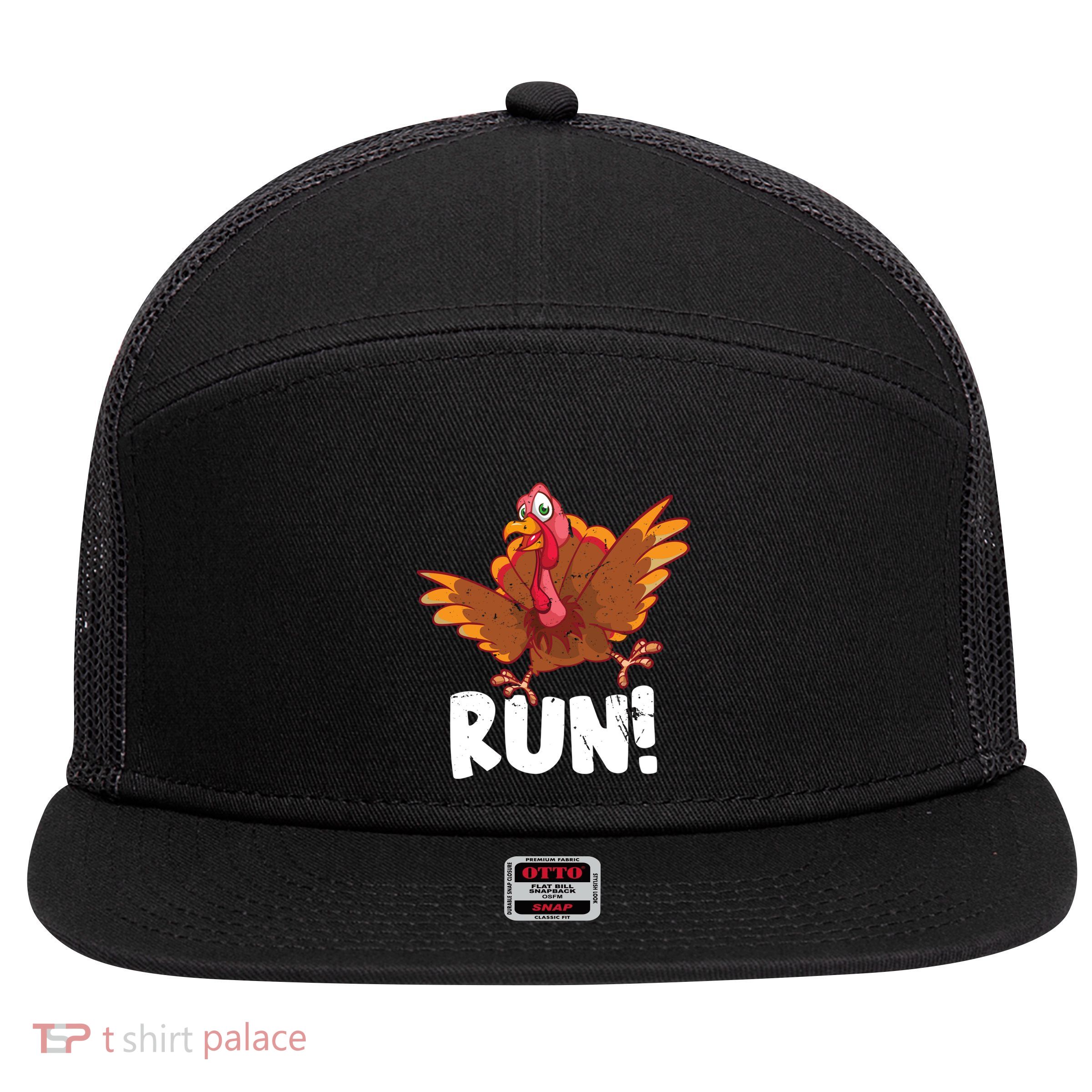 Run Funny Turkey Enthusiast Thanksgiving Racing Lover Gift 7 Panel Mesh Trucker Snapback Hat