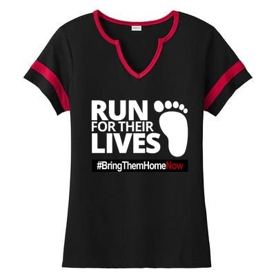 Run For Their Lives Bring Them Home Now Awareness Ladies Halftime Notch Neck Tee